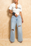 *Light Wide Leg Holey Jeans (5/6) - FINAL SALE