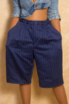 *Blue pinstripe slack shorts (S/M) - FINAL SALE