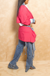 *Pink Blazer Vintage Two Piece Suit Denim Fringe S/M/L