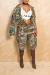 Woodland Camo long sleeve Distressed Crop Jacket