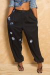 *Black Patchwork jogger slacks (S/M) - FINAL SALE