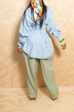 Light Denim pleaded Cutout Shirt Dress