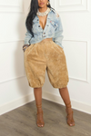 Peanut butter 100% Genuine Leather vintage Bermuda shorts