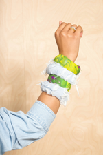 *Green Leaves Denim 4 bangles stack