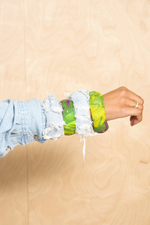*Green Leaves Denim 4 bangles stack