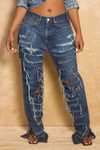 *Dark crazy slit light pocket jeans (34-5/6)  - FINAL SALE