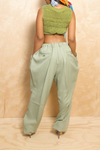*White and Olive green knitted asymetrical top (M/L)