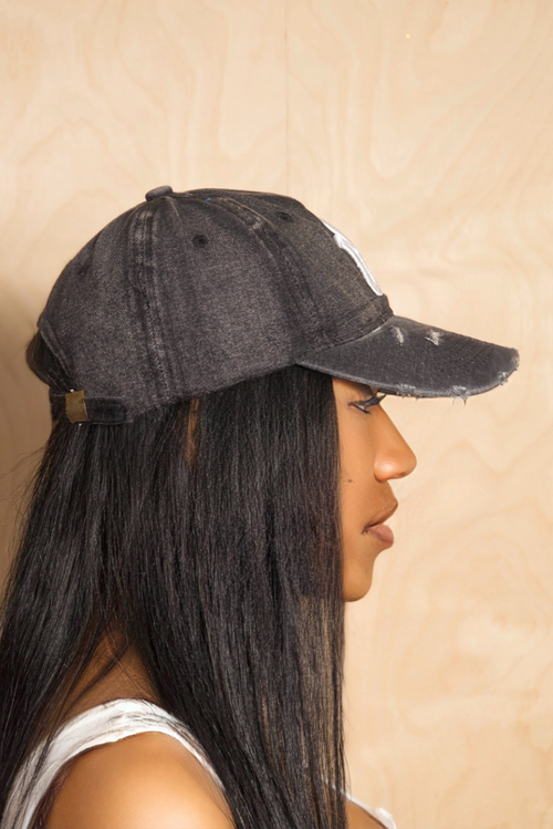 Black white denim yankee hat