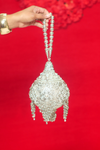 *Silver vintage embellished chandelier ball Diamond metal hand clutch