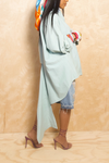 *Light Blue cut off boyfriend button-up shirt L
