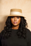 *Natural/Tan Ribbon Straw Boater Hat - FINAL SALE