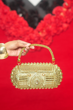 *Gold vintage embellished boombox metal hand clutch