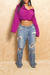 *Magenta vintage long sleeve crop top