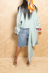 *Light Blue cut off boyfriend button-up shirt L