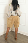 Custom Embellished Beaded sea plaid crop button up vintage (M/L)