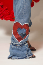 Denim Queen of hearts distressed jeans