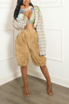 Custom Embellished Beaded sea plaid crop button up vintage (M/L)