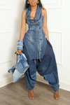 Blue Denim Slightly Washed Halter Top