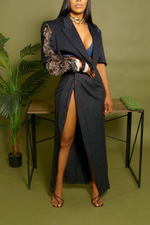 Charcoal Pinstripe Slacks Wrap Skirt