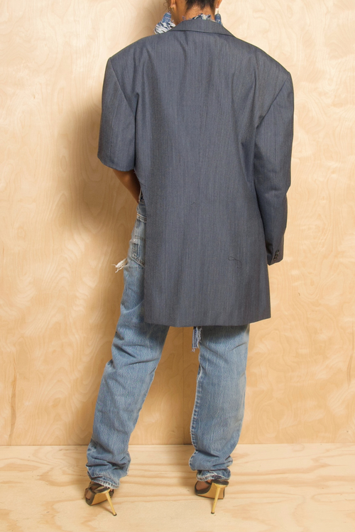 *Blue/Gray Cut out Blazer (L/XL) - FINAL SALE