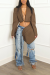 Melanin brown  Vintage Two piece suit Denim fringe (S/M)