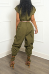 Forest Green Long Sleeves / Short Sleeves zipper Jumpsuit