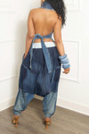 Blue Denim Slightly Washed Halter Top