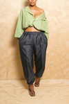*Dark blue iridescent elastic jogger slacks (S)