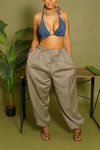 Taupe Plaid jogger slacks