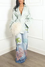 Mint Soft green pleaded Cutout Shirt Dress (vintage)