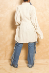 *Tan Linen Pleaded Cut out Shirt Dress (M) - FINAL SALE