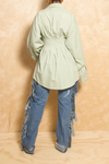 *Tea Green Pleaded cut out shirt dress - FINAL SALE