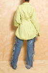 *Sour Green Apple Pleaded Cut out Shirt Dress (M) - FINAL SALE