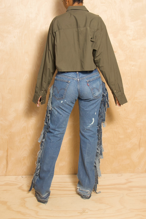 *Sage Green Lapel Crop top (S/M) - FINAL SALE