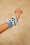 Mix match Denim on Denim/Cream & Black fabric Distressed Bangles 6 Stack