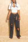 *Don't give a slit ashy black jeans (33-4/5)  - FINAL SALE