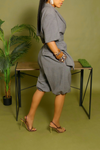 Gray short sleeve backless belted blazer set S/M