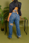 Black Tassle fringe arm backless crop blazer