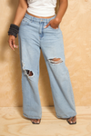 *Light Wide Leg Holey Jeans (5/6) - FINAL SALE