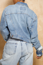 Light denim asymmetrical Levi jacket