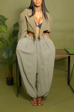 Tan Tassle fringe arm backless crop blazer