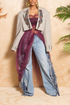 Denim Wide leg fringe jeans