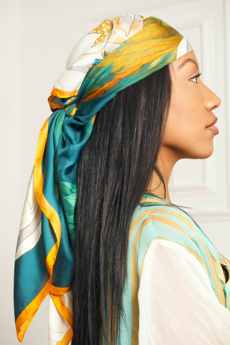 Tropical print Silk Headscarf