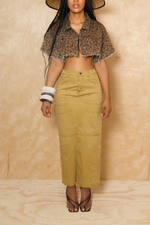 Brown Cheetah Crop jean jacket (S)