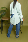 Mint green cut off boyfriend button up shirt