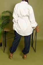 Navy Blue jogger crop blazer set