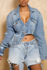 Light denim asymmetrical Levi jacket