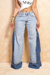 Light washed  two toned dark  denim wide leg jeans