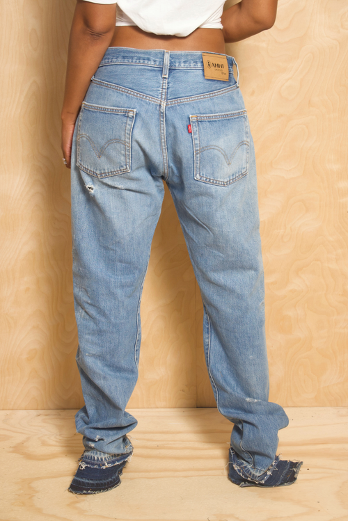 *Blue Denim Light Distressed Jeans (34) - FINAL SALE