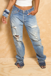 *Blue Denim Light Distressed Jeans (34) - FINAL SALE